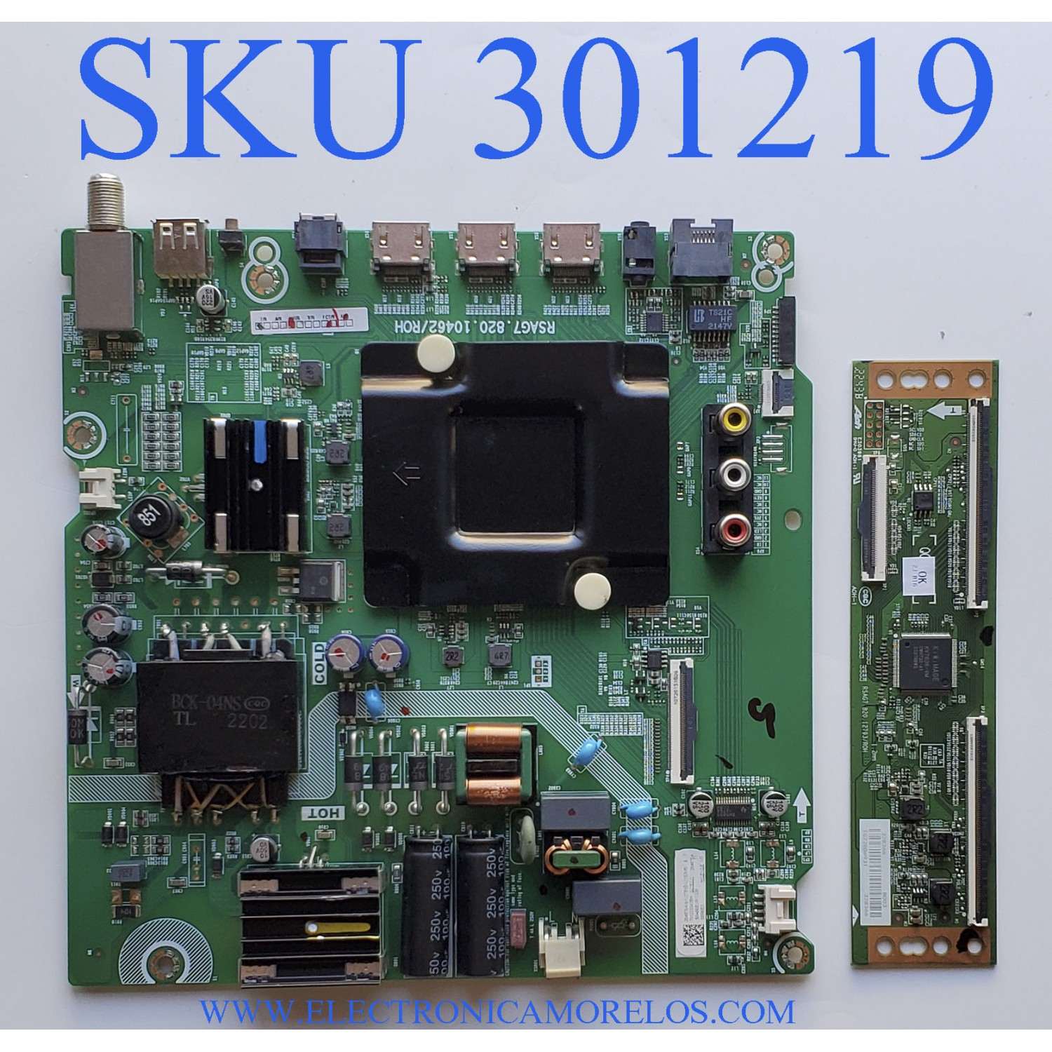 KIT DE TARJETAS PARA TV HISENSE / MAIN FUENTE 284876 / RSAG7.820.10462/ROH / 284875 / 58A56EUR / 3TE58G2153M5 / T-CON 328366 / RSAG7.820.12793/ROH / TG22BD6931 / PANEL HD580X1U91-L1\S0\GM\CKD3A\ROH\1 / DISPLAY CV580U1-T01 / MODELO 58R6E3 58A56EUR